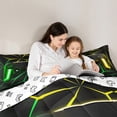 thumbnail image 5 of Feelyou Futuristic Gamepad Boys Twin Bedding Sets 7-Piece, Green Yellow Abstract Line Bedding Comforter Set, Modern Video Gaming Reversible Sheet Sets, Breathable Home Decor, 5 of 9
