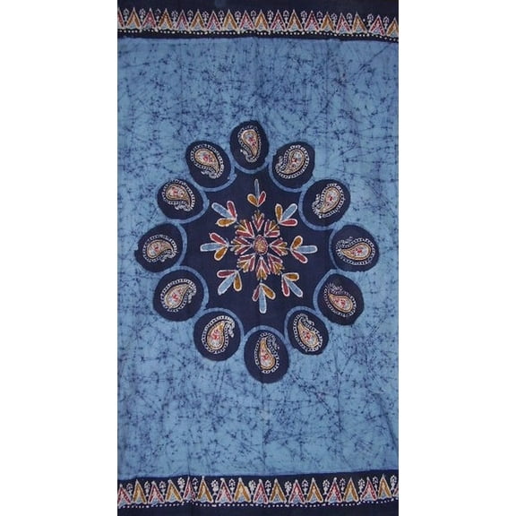 Batik Curtain Drape Panel Cotton 46" x 88" Blue