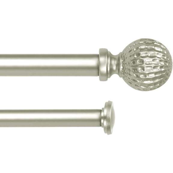 eTeckram 5/8" Double Curtain Rod with Balle Finials,Pewter,28‘’-48‘’