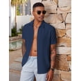 thumbnail image 4 of COOFANDY Men' Short Sleeve Casual Shirts Button Down Shirt Textured Beach Summer Wedding Shirt, 4 of 6