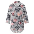 thumbnail image 4 of Xoenoiee Watercolor Flower Print Women's Long Sleeve Shirt Button Down Tunic Dresses Beach Cover-ups Curved Hem Oversized Blouse Tops with Pockets, L, 4 of 7