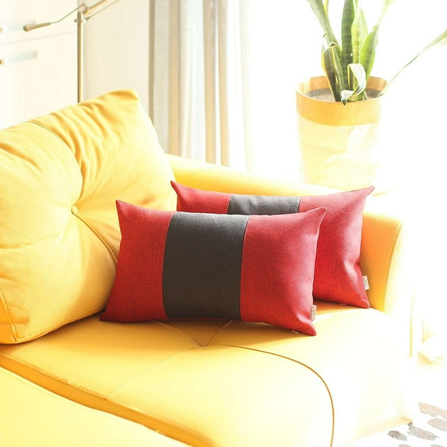 homeroots Décoration 392800 Ensemble de 2 Coussins Lombaires Rouges et Noirs