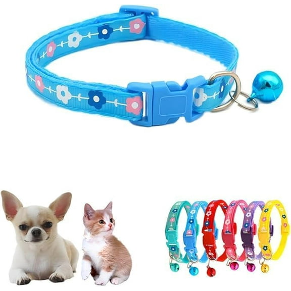 1Pack Kitten Collar with Bell,Flower Cat Collar Girl Cute Fancy Puppy Collar with Bells for XXS XS Tiny Little Kitten Pet Female Dogs,Neck 7-12 Inch