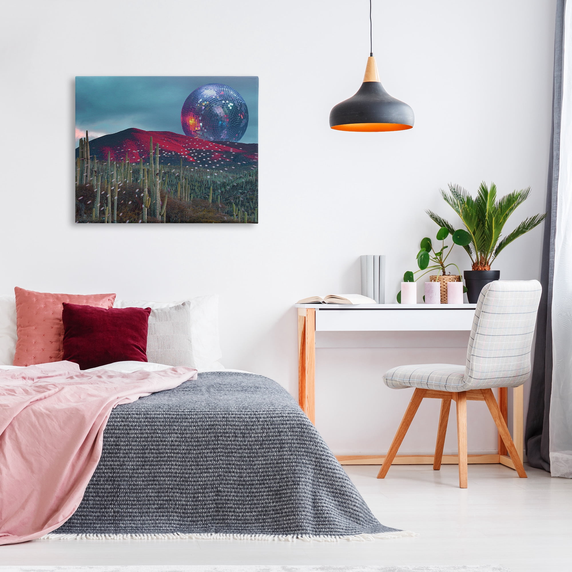 Stupell Industries Disco Ball in Desert Landscape Painting Gallery Wrapped Canvas Art Print Wall Art, 40 x 30