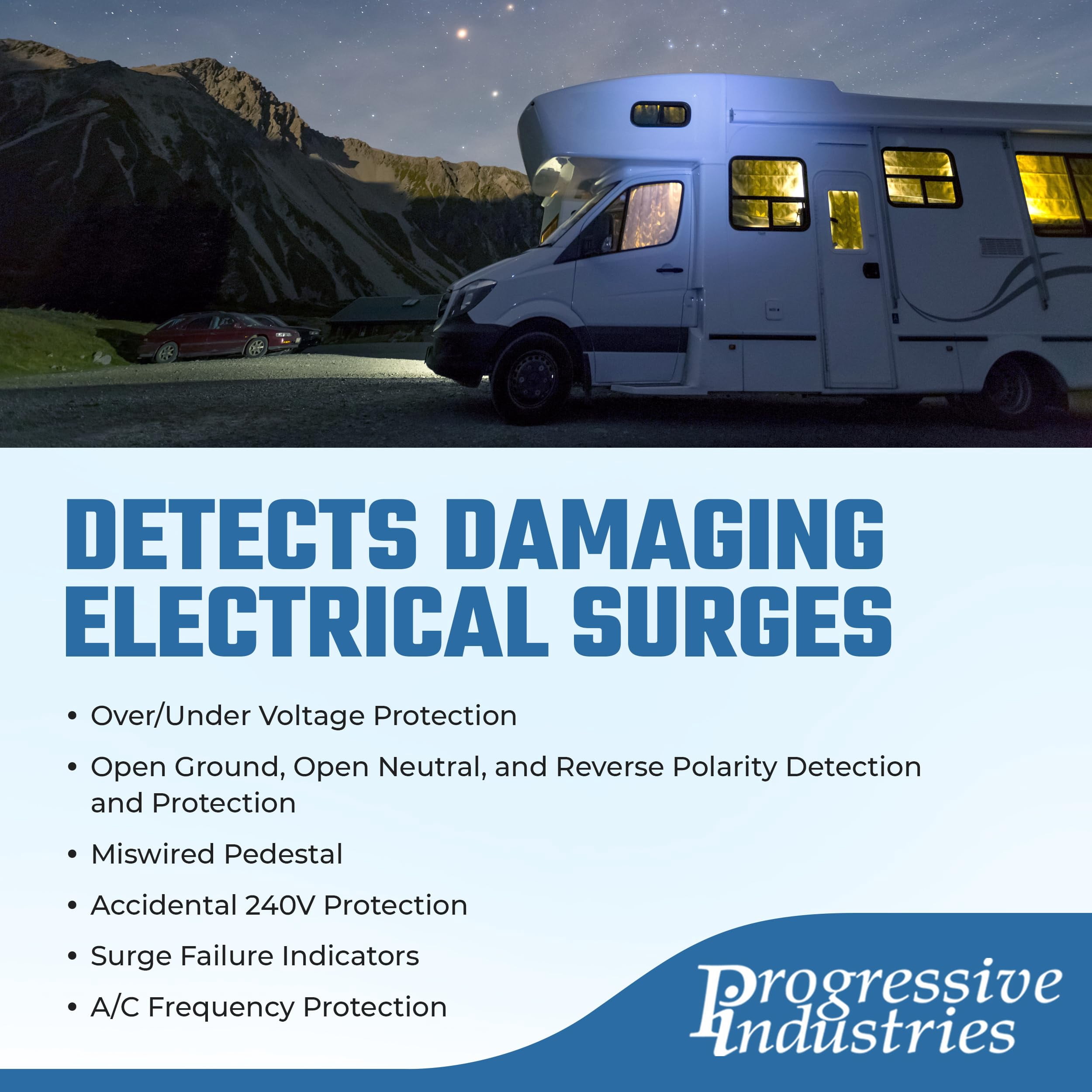 Progressive Industries EMS-LCHW30 Hardwired RV Electrical Management System Surge Protector With Integrated Display, 30 Amp