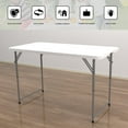 thumbnail image 2 of 48" W x 24" D x 29.5" H - 4FT Adjustable Height Heavy Duty Plastic Fold-in-Half Foldable Table，White Portable Folding Table with Carrying Handle for Camping & Party, 2 of 6