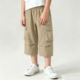 thumbnail image 5 of Nilvkv Boys Cargo Pants, Boys Pants, Solid Color Cropped Joggers in Relaxed Fit with Side Pockets, cool choice for Outdoor Wear Beige 11-12 Years, 5 of 8