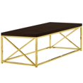 thumbnail image 1 of Monarch Specialties Table Basse Moderne pour Salon avec Structure en Métal, 44 Pouces L, Cappuccino / Or, 1 of 5