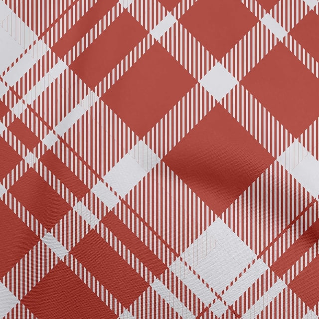 oneOone Rayon Maroon Fabric Check Fabric For Sewing Printed Craft Fabric By The Yard 56 Inch Wide