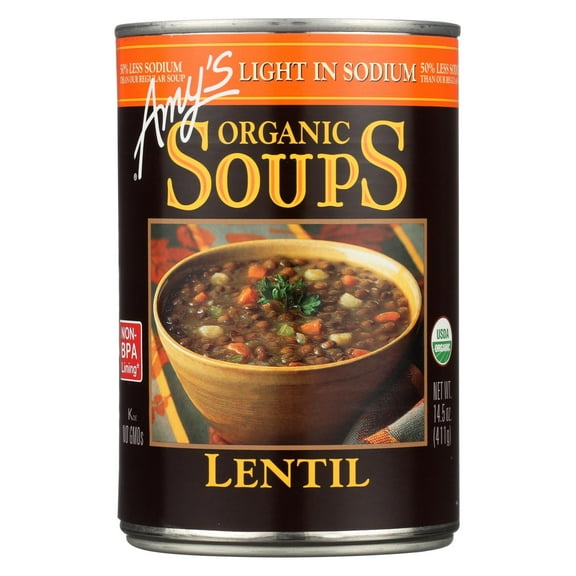 Amy's Organic Low Sodium Lentil Soup 14.5 oz Pack of 2