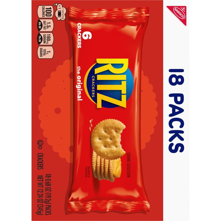 RITZ Original Crackers, 18 Single Packs, Buttery Flavor Snack