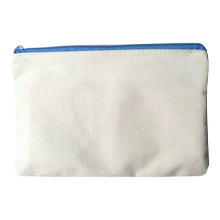 Blank Canvas DIY Zipper Pouch Bag Cotton Canvas Pencil Case with Colorful Zipper Customizable Craft Storage Organizer Personalized Art Project Bag for Classroom Essentials Teacher Must Haves B