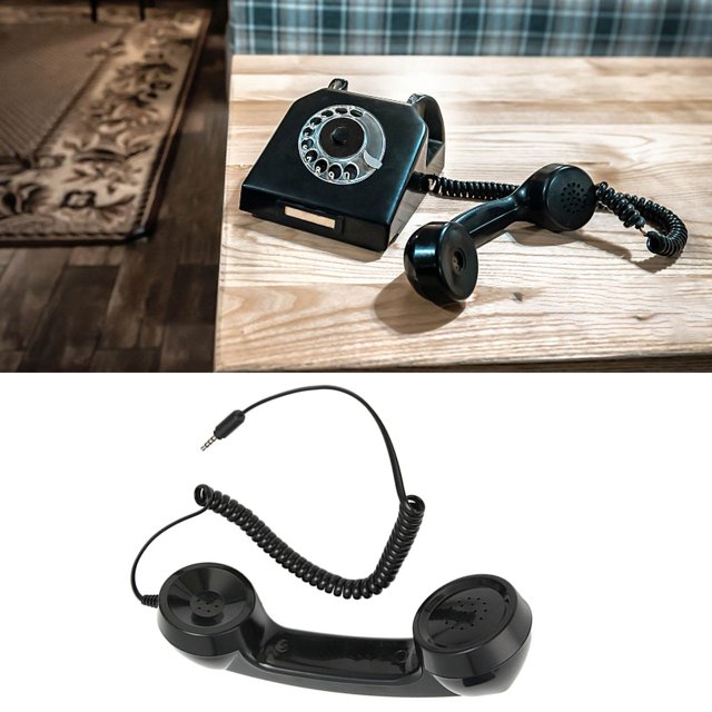 Combiné Téléphonique Rétro Multifonction, Combiné Téléphonique Rétro 3.5mm Récepteur de Cellulaire Microphone Haut-Parleur Adapté à Tous les Téléphone Intelligent et Ordinateurs