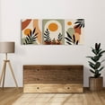 thumbnail image 3 of Framed Mid Century Boho Terracotta Modern Canvas Wall Art Trio Set of 3 Neutral Burnt Orange Geometric Abstract Wall Decor 3 Piece Minimalist Funky Green Wall Prints Leaves Tropical Sun Paintings, 3 of 6