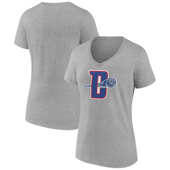 Women's Gray Detroit Pistons Alternate Logo V-Neck T-Shirt