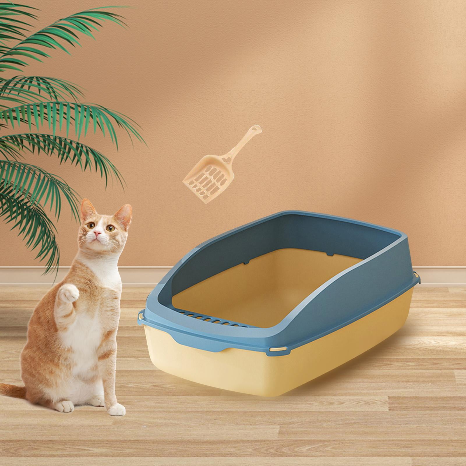 Gazechimp Cat Travel Anti ing Semi Closed Kitty Litter Pan Cat Toilet for yellow and blue