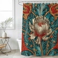 thumbnail image 6 of William Morris Plant Floral Shower Curtain Set - Small 36" x 72" Washable Bathtub Curtain with 12 Hooks, Retro Lotus Flower Leaves Waterproof Fabric Stall Shower Curtains for Bathroom/Bathtub Décor, 6 of 6