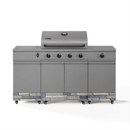 Fresno 5-Burner LP Gunmetal + Shadow Stone Island Grill
