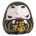 thumbnail image 4 of Muñeca Daruma, figura artesanal, regalo, decoración, multiusos, cerámica blanca. Negro, 4 of 9