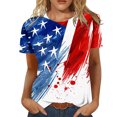 thumbnail image 2 of Qetyuw 4th of July Shirts for Women Funny Patriotic Red White and Blue Print Tshirts Elegant Short Sleeve Tees Classic Round Neck Blouses Tops Memorial Day Gifts, 2 of 6