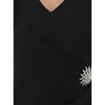 thumbnail image 6 of INSPIRE CHIC Women's Ruched Faux Wrap V Neck Sleeveless Party Cocktail Sheath Dresses Black S, 6 of 7