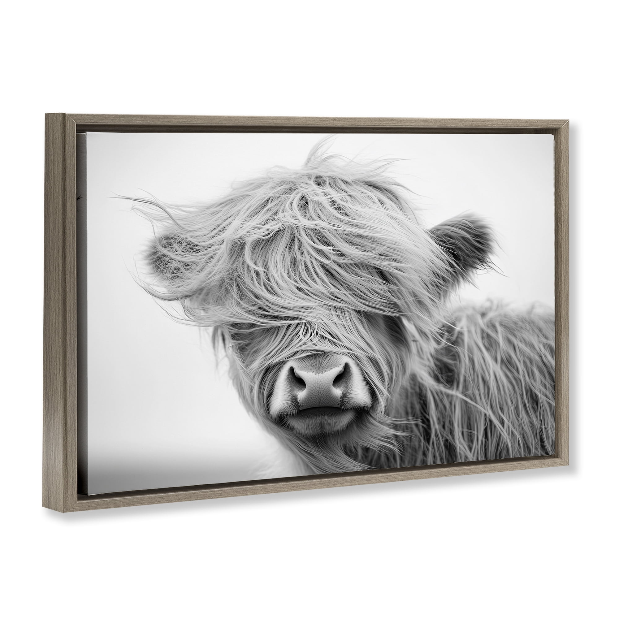 Stupell Industries Easy Breezy Cattle Brown Framed Floater Canvas Wall Art, design by Tina LeCour