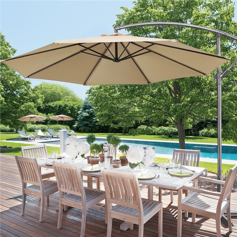 Renwick 10ft Offset Cantilever Patio Hanging Umbrella, Tan