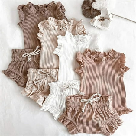 

PEASKJP Girl Bubble Shorts Lightweigh Soft Toddler Girls Pull-on Panty Lightweight Ruffled Hem Shorts Khaki 6-12 Months