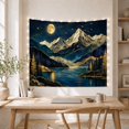 thumbnail image 5 of Mountain Moon Lake Nocturnal Landscape Serene Illustration for Nature Lovers Celestial Wall Art Housewarming Gift Tapestry Wall Hanging for Bedroom, Living Room and Study Room, 5 of 7