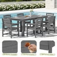 thumbnail image 5 of KINGYES 8-Piece HDPE Outdoor Dining Set for 6, Square Patio Table & Armchairs with Umbrella Hole, All-Weather Patio Dining Set for Backyard, Garden, Lawn & Poolside, Gray, 5 of 8