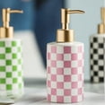 thumbnail image 5 of Checkered Ceramic Soap Dispenser with Rust Proof Gold Matte Pump Decorative Soap Dispenser for Bathroom or Kitchen (Black & White), 5 of 14