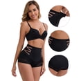 thumbnail image 3 of DARING DIVA Women's High-Waisted Tummy Control Briefs Lace Trim L Black, 3 of 5