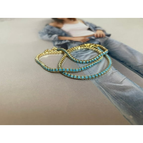 Turquoise tennis necklace,925 sterling silver tennis necklace,tennis necklace, Cz tennis necklace,gift for her