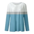 thumbnail image 5 of KDFJPTH Womens Graphic T Shirts Crew Neck Long Sleeve Color Block Printed Tshirts Top, 5 of 5