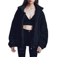 thumbnail image 1 of Abrigo PRETTYGARDEN de Forro Sherpa de Piel Sintética Oversize Negro Talla L, 1 of 8