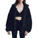 thumbnail image 1 of Abrigo PRETTYGARDEN de Forro Sherpa de Piel Sintética Oversize Negro Talla L, 1 of 8