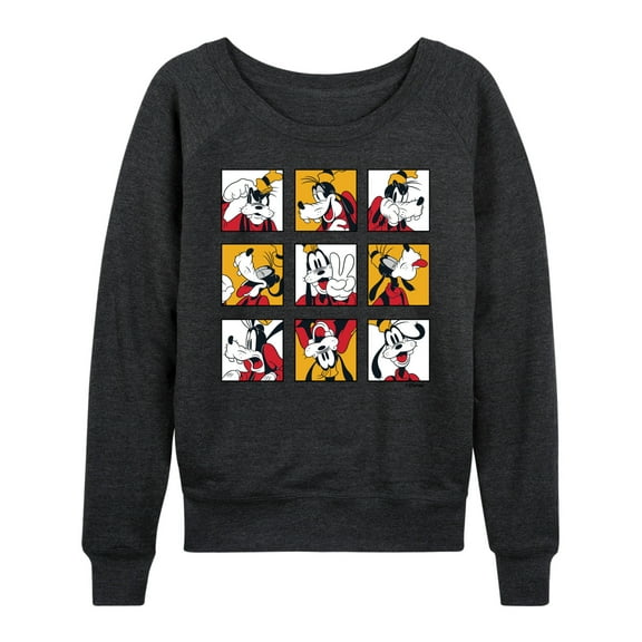 Mickey & Friends - Goofy Grid - Women's Lightweight French Terry Long Sleeve Shirt
