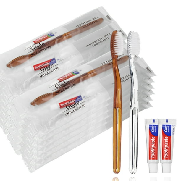 Disposable Toothbrushes with Toothpaste Individually Wrapped, 20 Pack