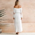 thumbnail image 4 of Vestido largo de mujer con hombros descubiertos y mangas acampanadas de encaje, vestido elegante de fiesta de noche estilo bohemio blanco, 4 of 6