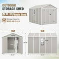 thumbnail image 5 of ELPOSUN Storage Shed 8 x 10 FT, Resin Outdoor Garden Sheds with Floor Plastic Patio Outdoor Storage with Lockable Door for Tool, Bike,Sandstone, 5 of 8
