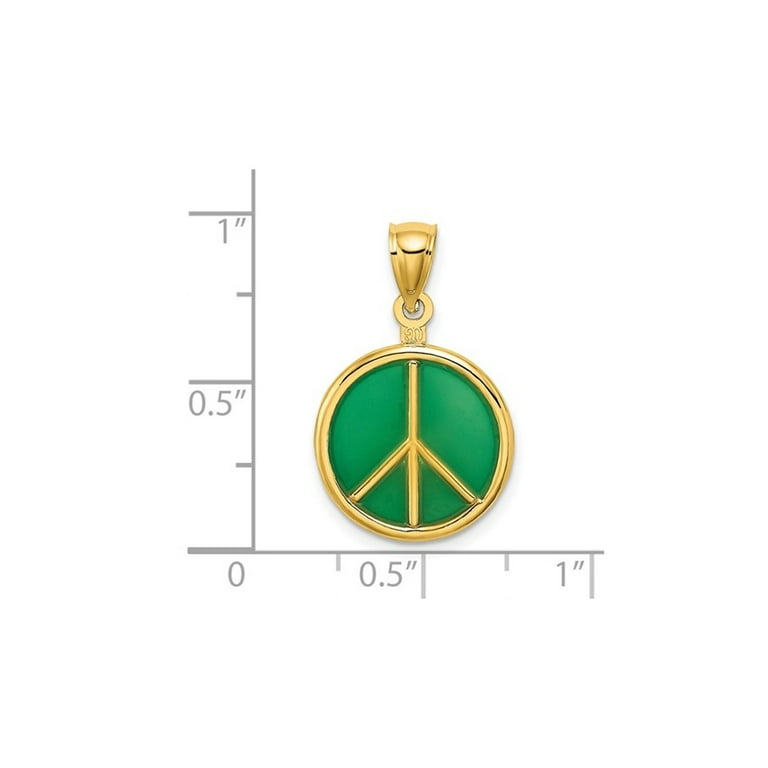 14K Yellow Gold Peace Sign Charm Pendant Necklace with Chain