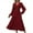Burgundy, variant on ZQUUVOU Women's Casual Dress V-Neck Solid Color With Long Sleeves Waist Pleated Long Skirt Olive Green