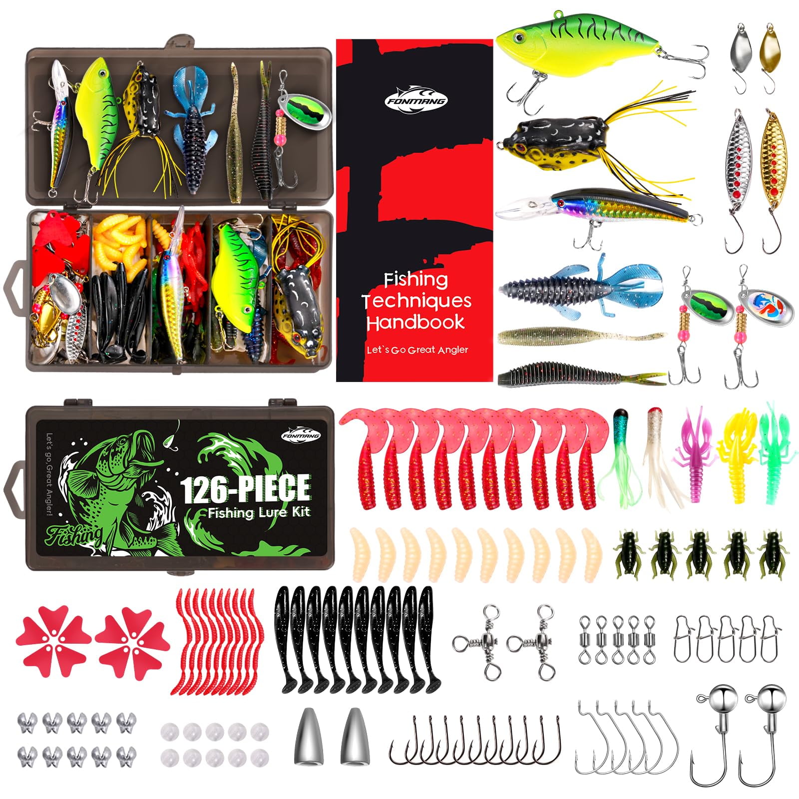 Fishing Lures – Tackle Box with Tackle Included Fishing Kit with VIBs Frogs Minnows Soft Baits