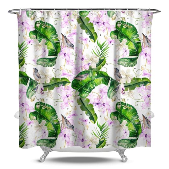 Hawaiian Print Shower Curtain - 84x72 Inch Vibrant Colorful Boho Design Waterproof Quick-Dry Bathroom Curtain