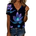 thumbnail image 1 of Camisa túnica Medlor Boho con estampado floral con cuello en V y manga corta para mujer, 1 of 6