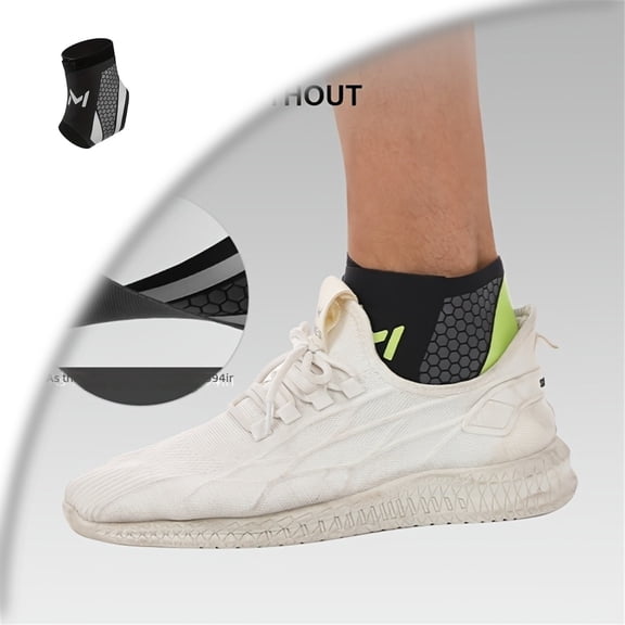 Adjustable Ankle Brace, Lace Up Ankle Stabilizer with Support Straps, Compression Sleeve for Plantar Fasciitis, Tendonitis, Sprain Support, Suitable for Men & Women