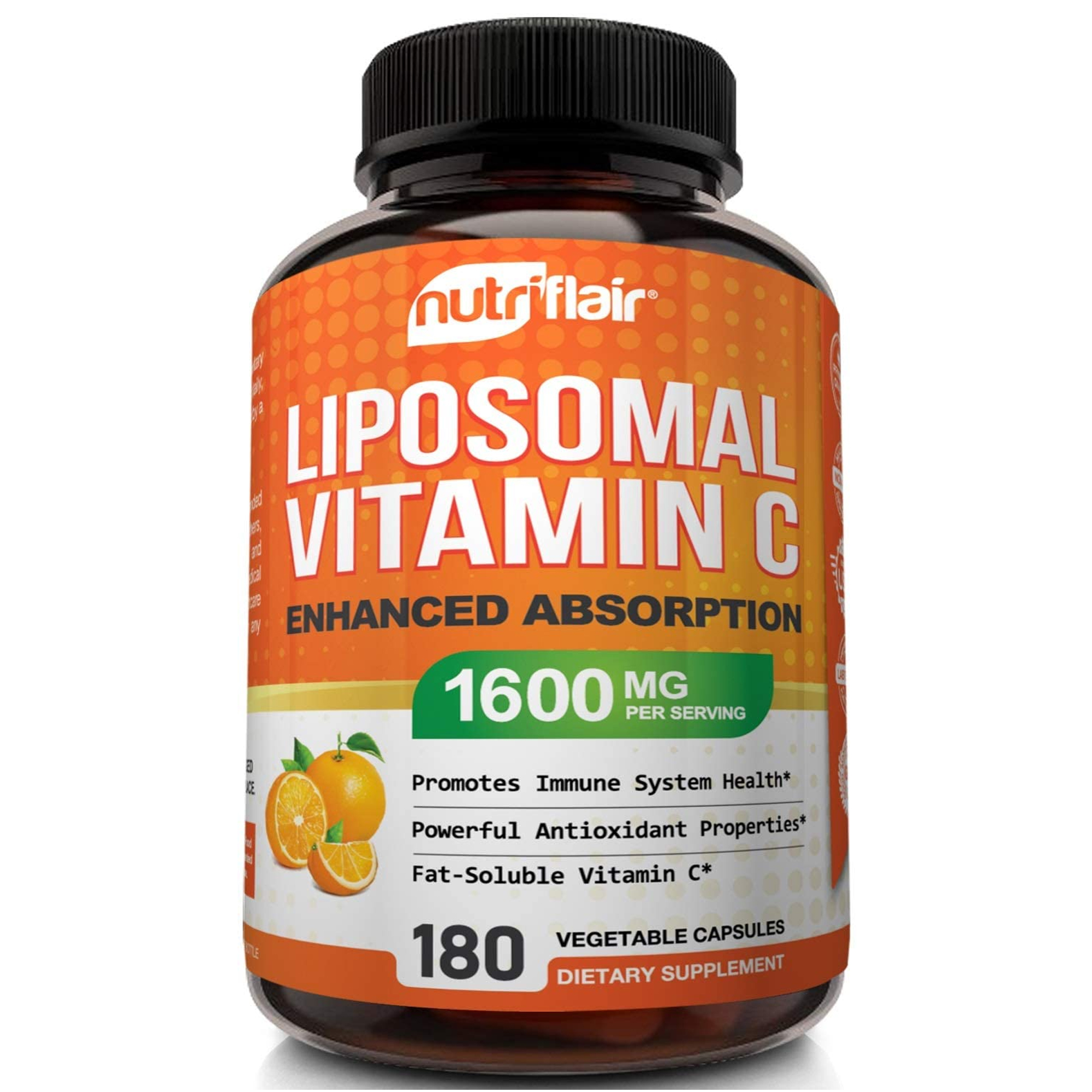 NutriFlair Liposomal Vitamin C 1600mg, 180 Capsules - High Absorption, Fat Soluble VIT C, Antioxidant Supplement, Higher Bioavailability Immune System Support & Collagen Booster, Non-GMO, Vegan Pills - image 4 of 7