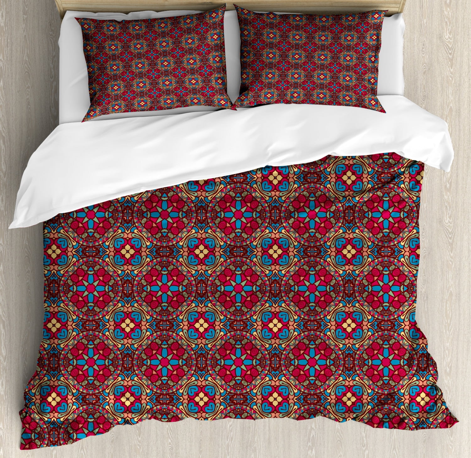 Vintage Duvet Cover Set Retro Vivid Colored South Eastern