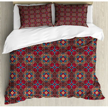 Vintage Duvet Cover Set Retro Vivid Colored South Eastern