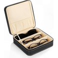 thumbnail image 1 of Travel Sunglass Organizer Case with 3 Slots - Leather Zippered Box for Glasses and Jewelry Storage Solution, 1 of 5